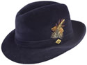 Stacy Adams Velour Fedora  Hat - Navy