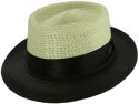 Dobbs Cardinal Straw Pork Pie Hat - Beige/Chocolate