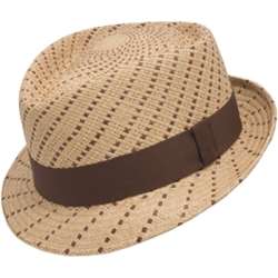 Bigalli Diamond Stitch Panama Straw Fedora Hat
