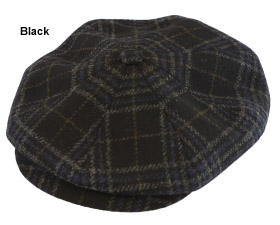 Borsalino Black Plaid Newsboy