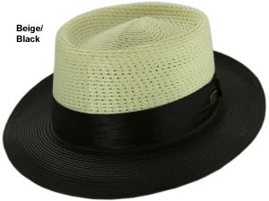 Dobbs Cardinal Straw Pork Pie Hat - Beige/Chocolate